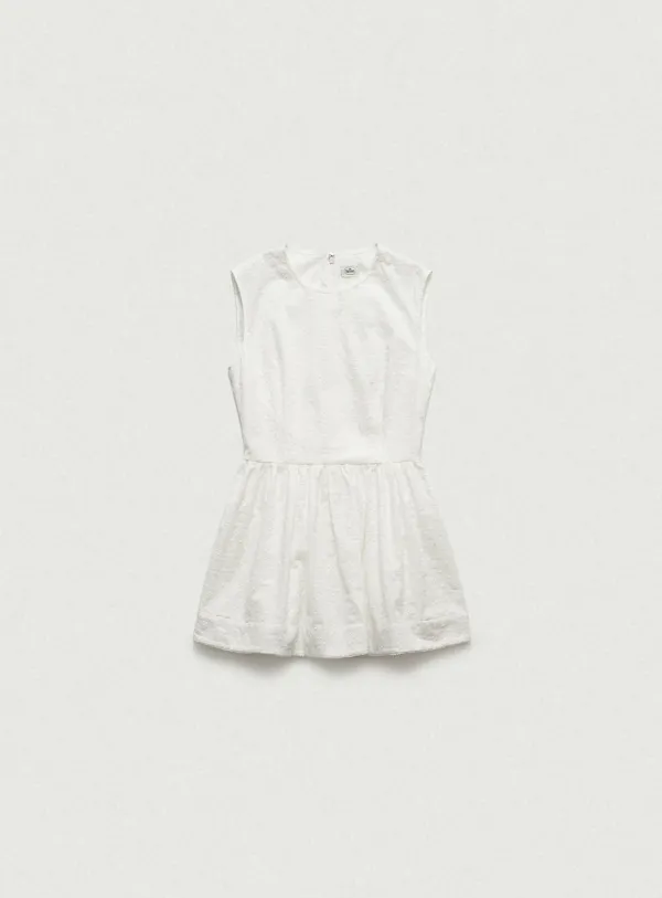 Flower Eyelet Sleeveless Dress_White