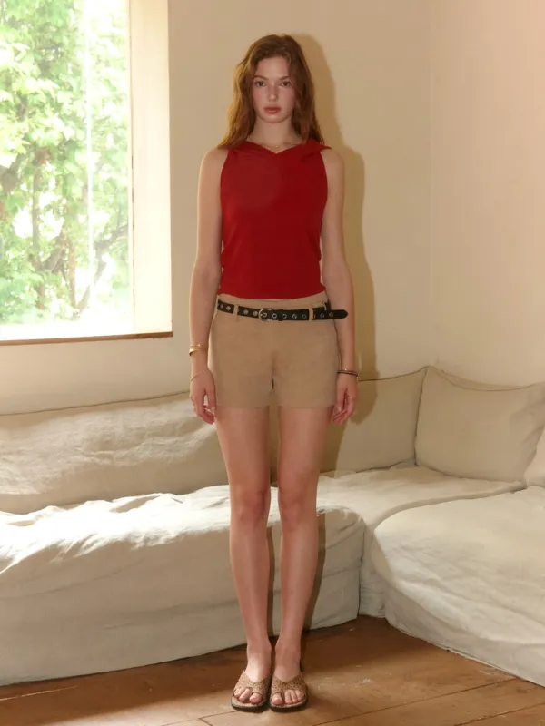 LUCY HOODIE SLEEVELESS TOP_RED