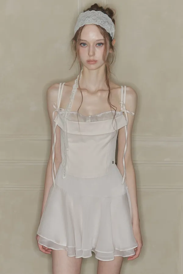 HEART RIBBON DRESS cream