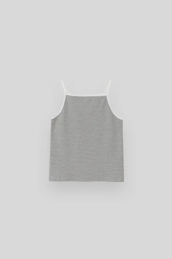 Grin stripe sleeveless (gray)
