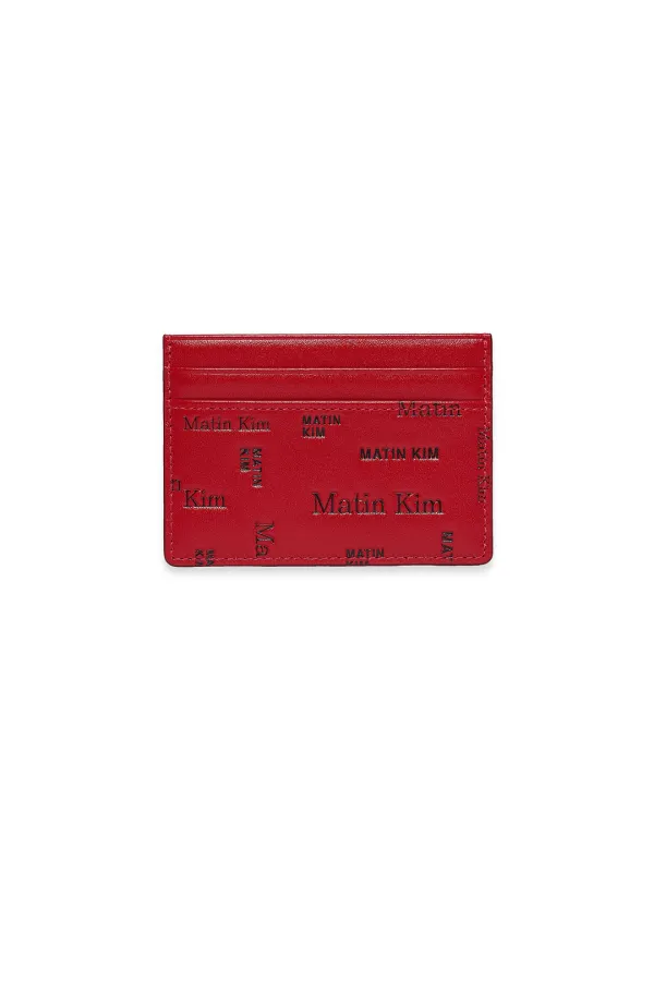 MATIN ALL-OVER LOGO CARD WALLET IN RED