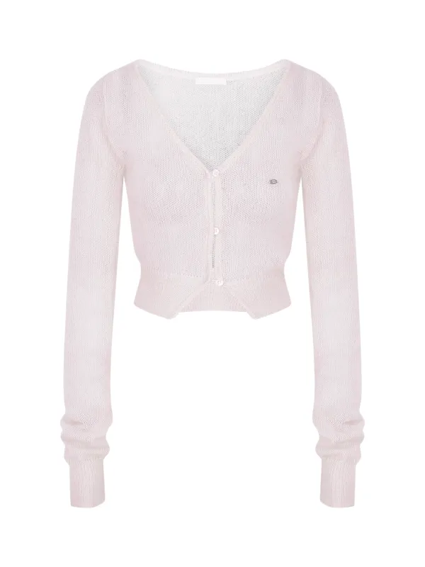 Hairy Button Point Knit Cardi