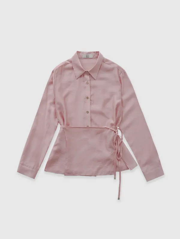 [13th 예약주문] Wrap Silky Shirts (Indi Pink)