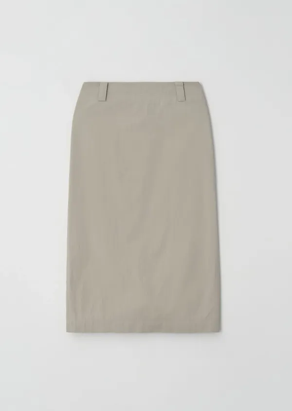 cotton H-line long skirt-beige<br