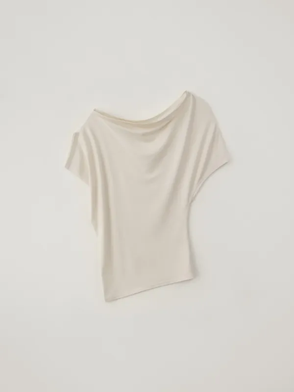 [2nd-reorder] Offset drape top (porcelain cream)