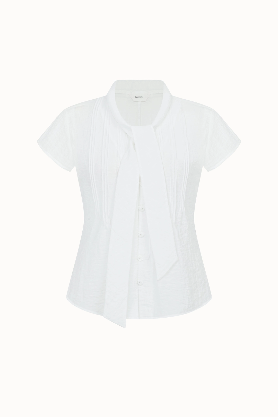 라메레이 [2차 리오더]Tie Cap Sleeve Blouse[LMBFSUSH326]-Off-White 상품 이미지 1