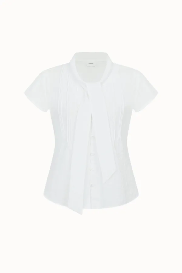 Tie Cap Sleeve Blouse[LMBFSUSH326]-Off-White