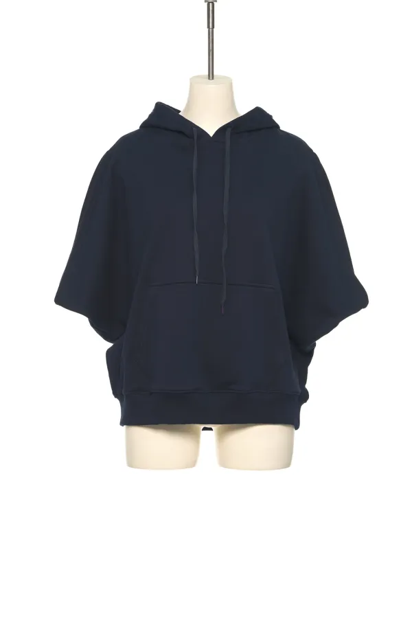 SS25 NAVY RELAXED CROPPED HOODIE