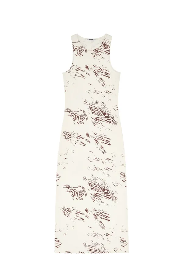 ZEBRA JERSEY MAXI DRESS (IVORY)