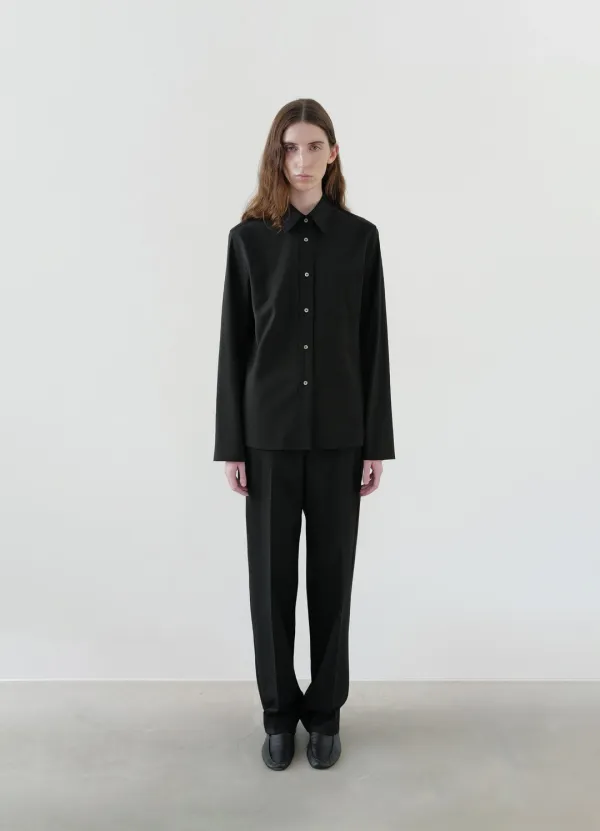 Tailored Wool Shirt / Black