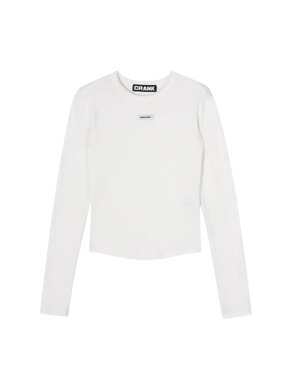 [Last one] CREW NECK BASIC LONG SLEEVE TOP_WHITE
