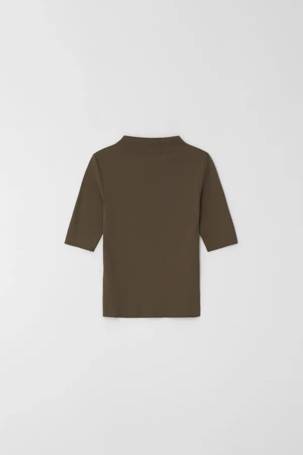 HALF NECK COTTON T-SHIRTS_BROWN_OD2C2MTS40BRW