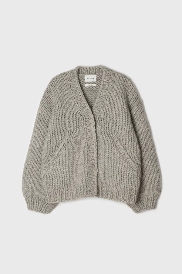 Chunky Handmade Knit Cardigan (Beige)