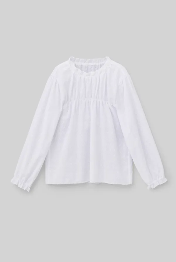 LACE GATHERED BLOUSE (WHITE)