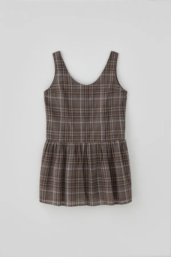 T/T Peony check one-piece (brown)