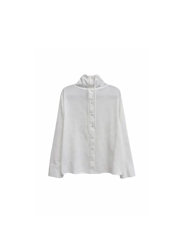 High Neck Blouse White_F261BL03