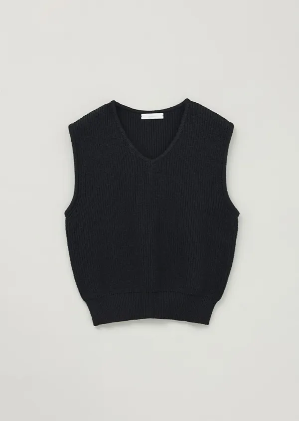 [10%] cotton blended knit vest-black