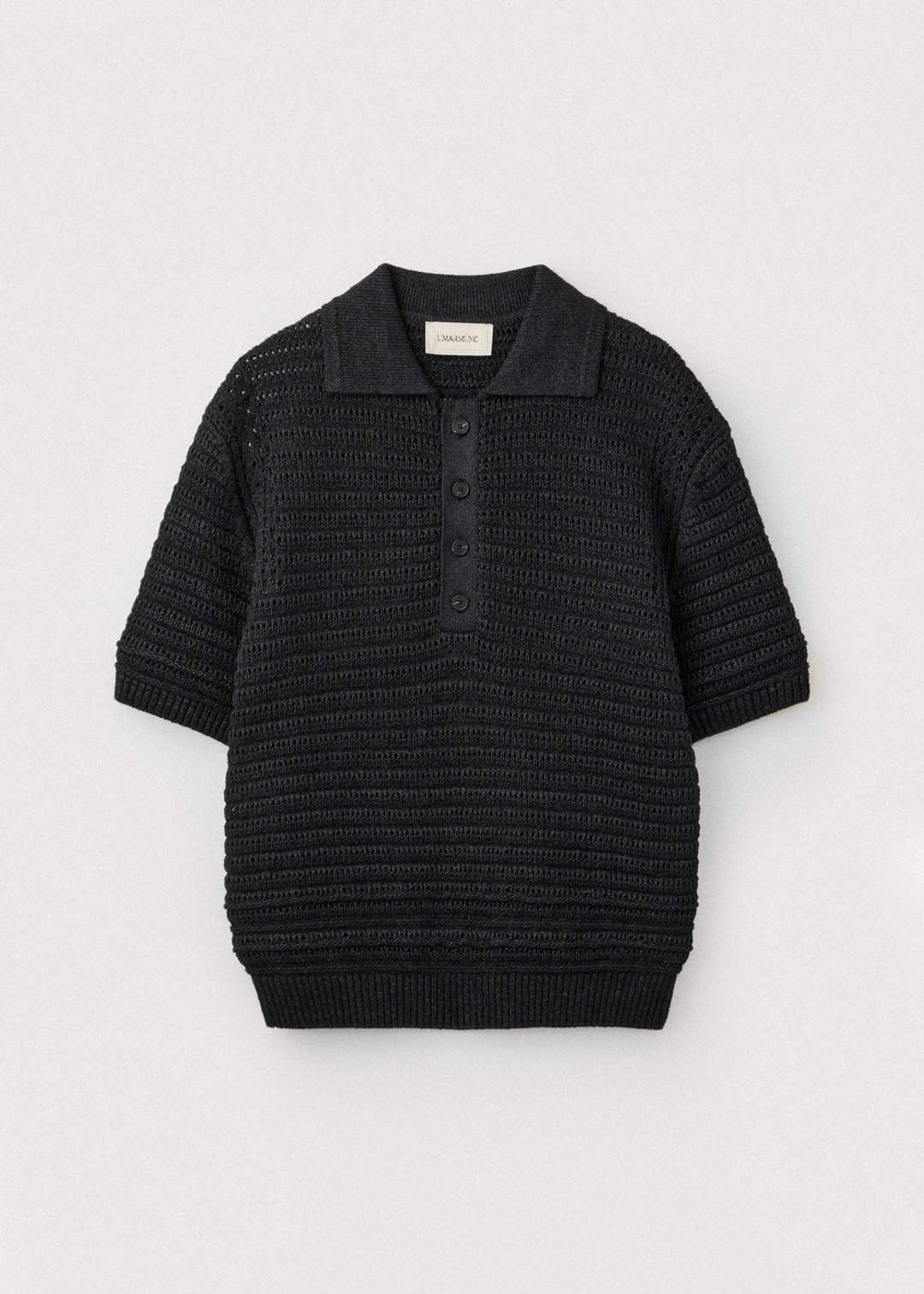 우마뭉 Paper & boucle crochet collared pullover_Washed black 상품 이미지 3