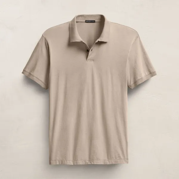 Luxe Lotus Jersey Polo - Overcast