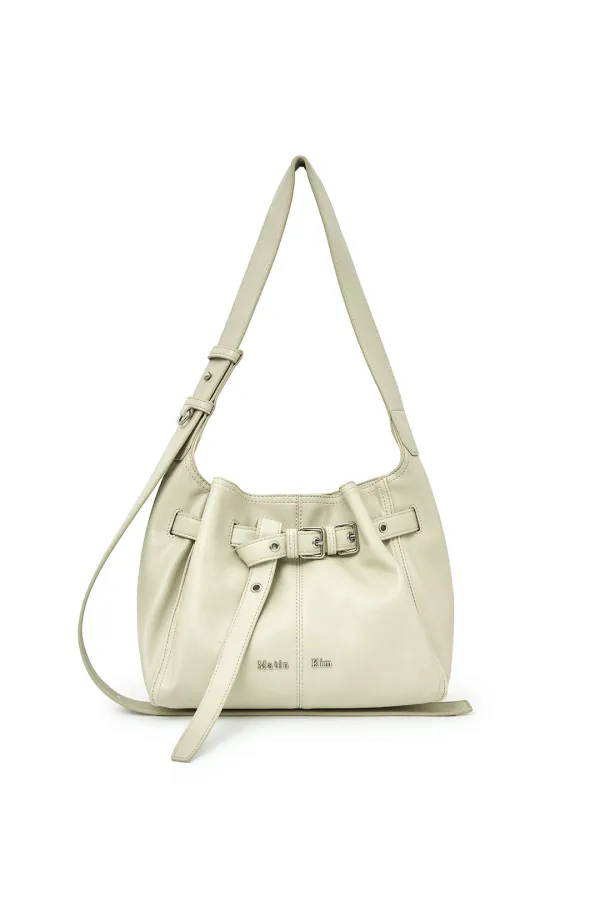 BELTED VOLUNN SMALL BUCKET BAG IN IVORY