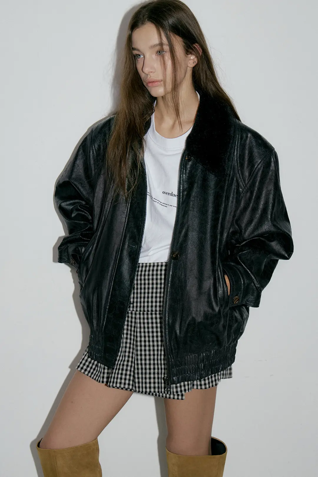 오버듀플레어 CRACK LEATHER BLOUSON_BLACK 상품 이미지 2