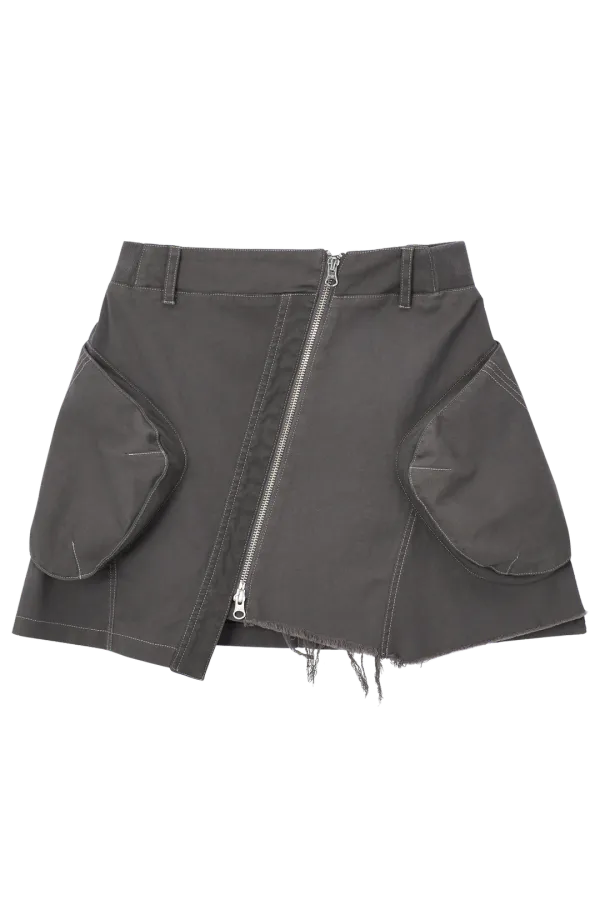 UNBALANCED ZIPPER SKIRT_CHARCOAL