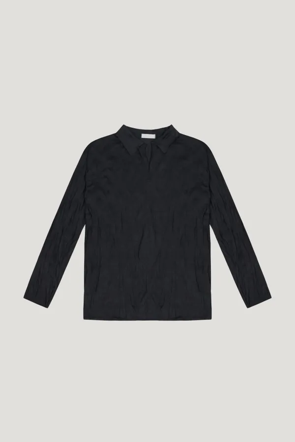 Crinkle Collar Tee (charcoal)