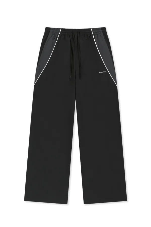 TONAL CONTRAST TRACK PANTS IN BLACK