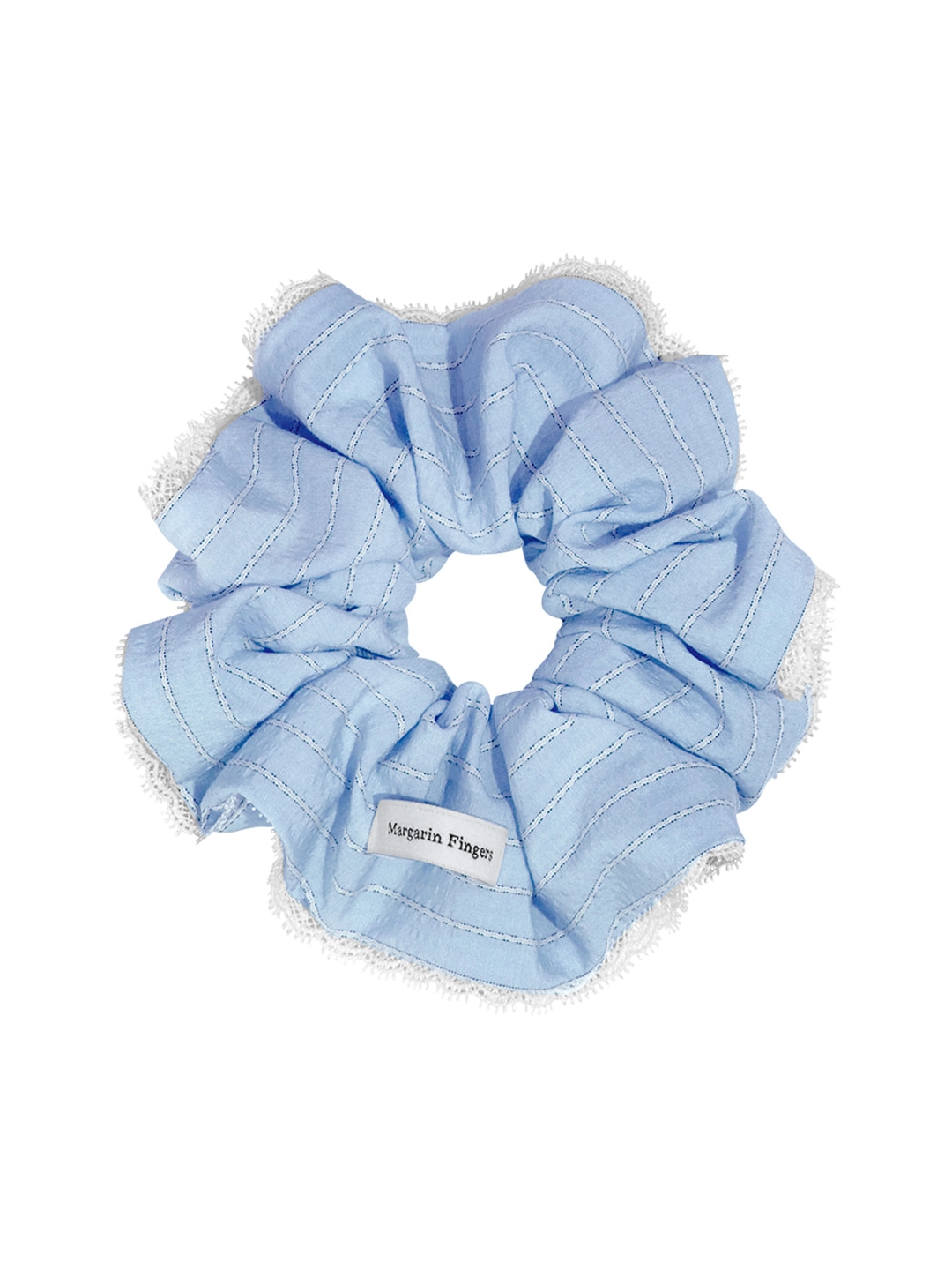 마가린핑거스 STRIPED LACE SCRUNCH (LIGHT BLUE) 상품 이미지 1