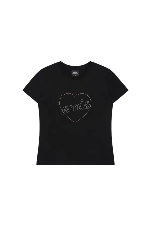 HEART RHINESTONE T-SHIRT-BLACK