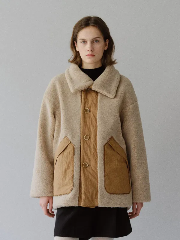 TFW REVERSIBLE PUFFER ECO-SHEARING COAT_CAMEL