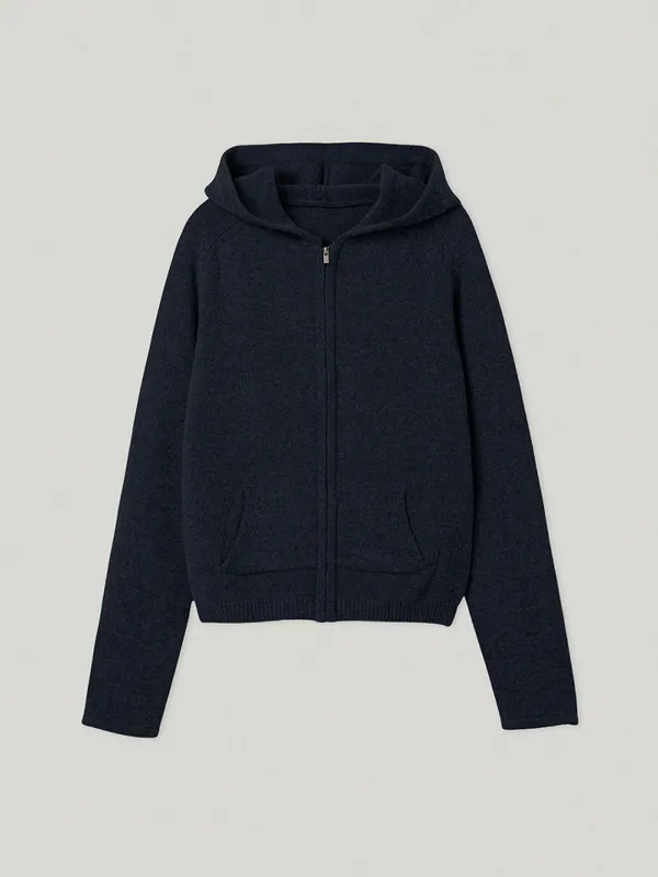 Dottie Hooded Knit Zip Up Navy (2nd)