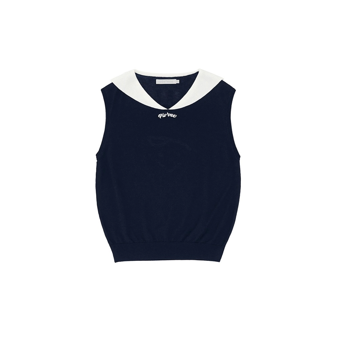 피브비 Giant Smiley Sailor Sleeveless Knit Top (ocean navy) 상품 이미지 1