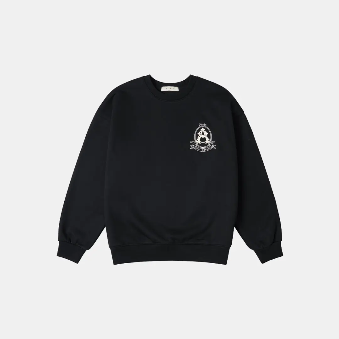 시야쥬 SITP5173 로열 자수 기모 스웨트 셔츠_S\'est passee(쎄빠쎄)_Black 상품 이미지 2