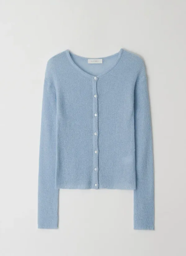 Alpaca round cardigan (sky blue)
