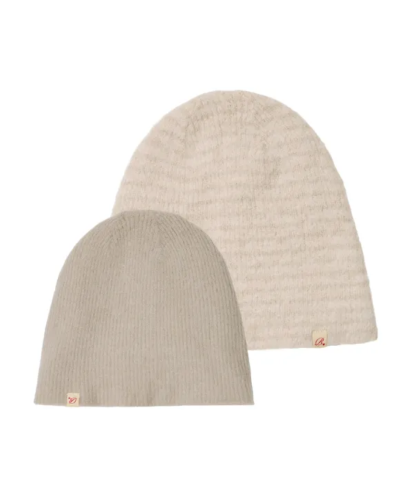 Reversible Stripe Beanie-Oatmeal