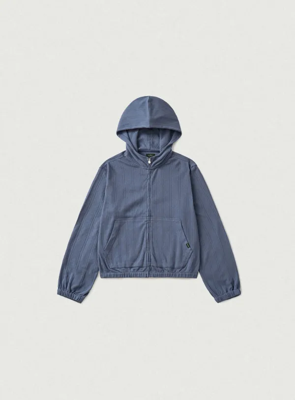 Ivel Eyelet Zip-Up Hoodie_Dusty Blue