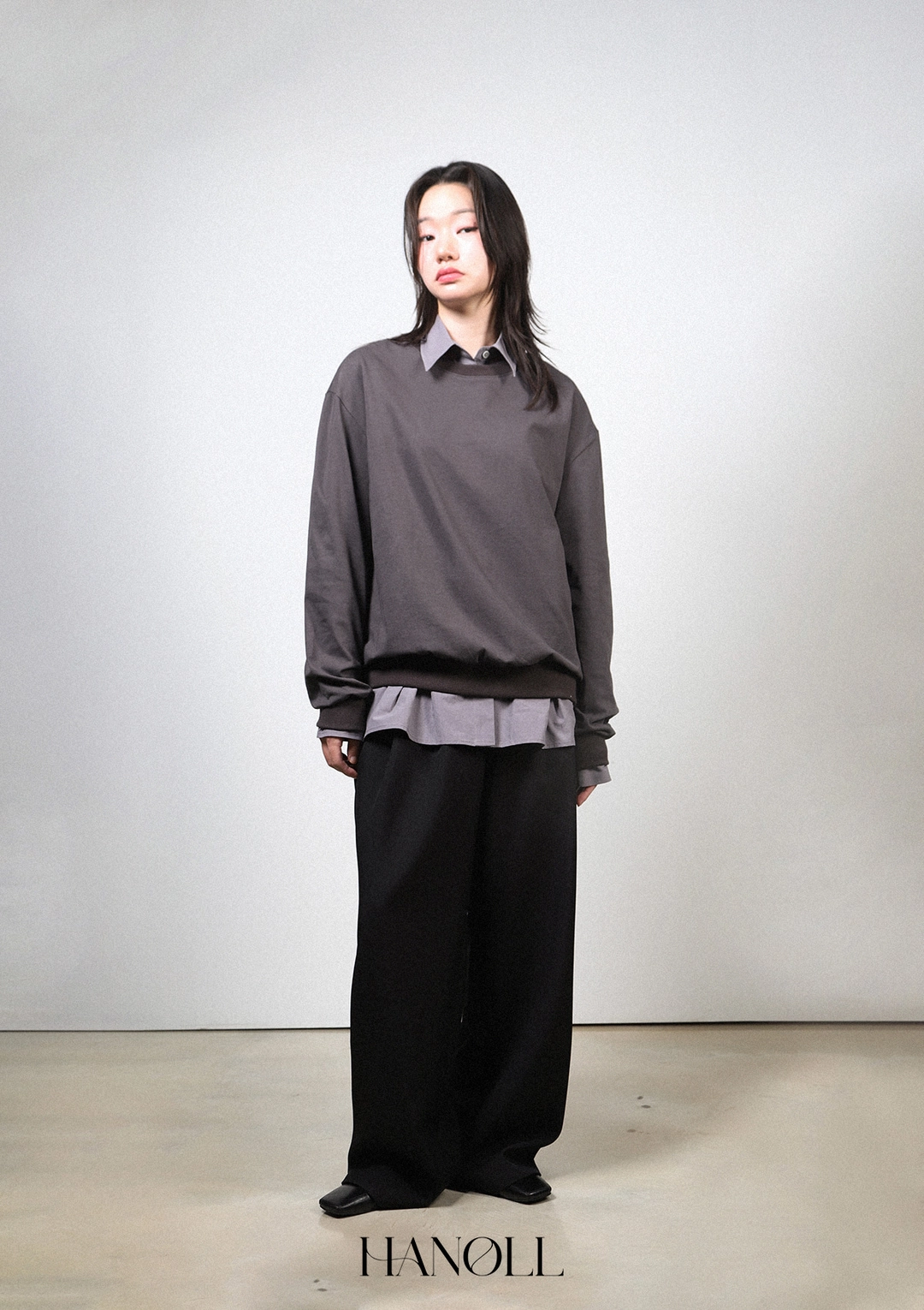 한올 Loose Sweatshirt (Charcoal) 상품 이미지 2