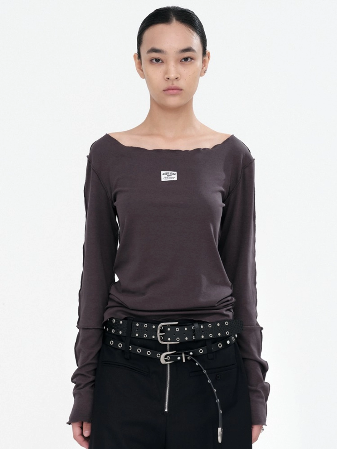 밀로 우먼 Fitted Long Sleeve Top [Charcoal] 상품 이미지 2