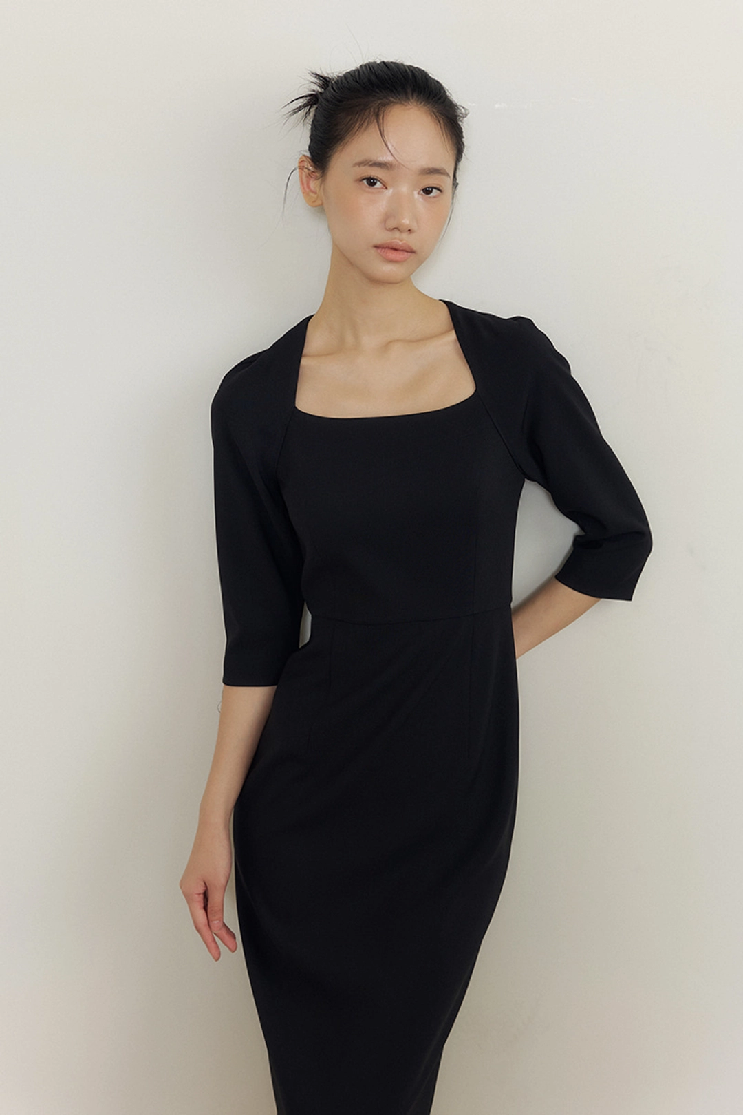 루시르주 Raglan Square Neck Dress (black) 상품 이미지 2