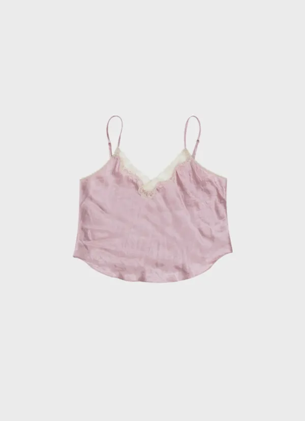 lace satin camisole in pink
