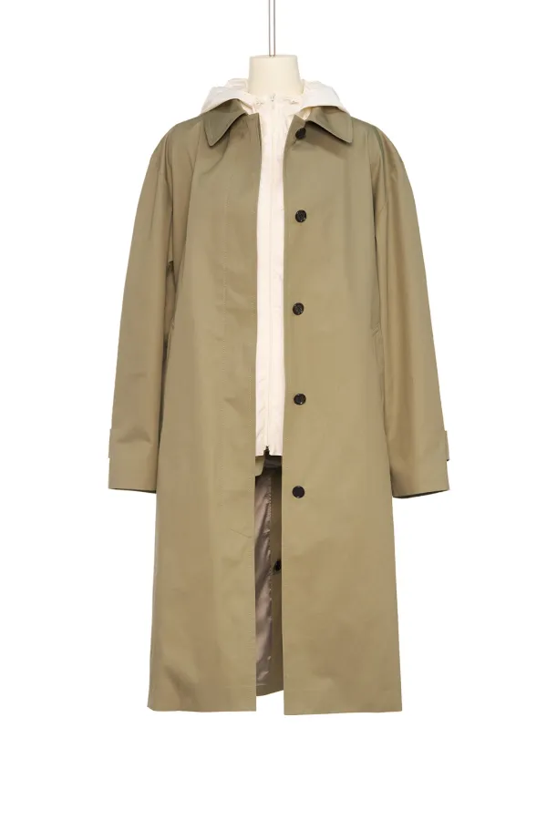 FW25 KHAKI HOODIED SINGLE COAT