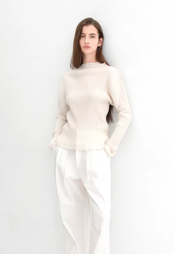 (Z-BL-4311)PLEATS MOCK NECK TOP
