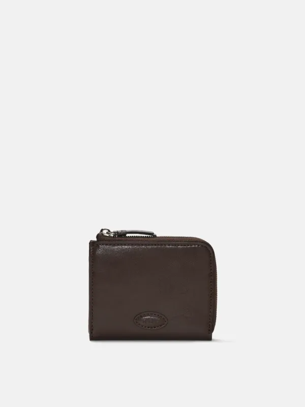 Oval button wallet Wrinkled Umber