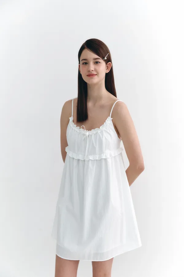 [이시안 착용] Frill Ribbon Dress White