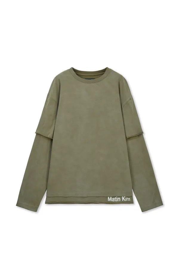 SPRAY EFFECT LAYERED TOP FOR MEN IN KHAKI