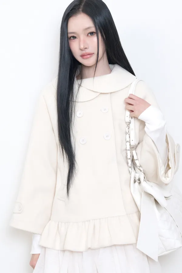 [10/22 예약발송] 프릴 케이프 코트 아이보리