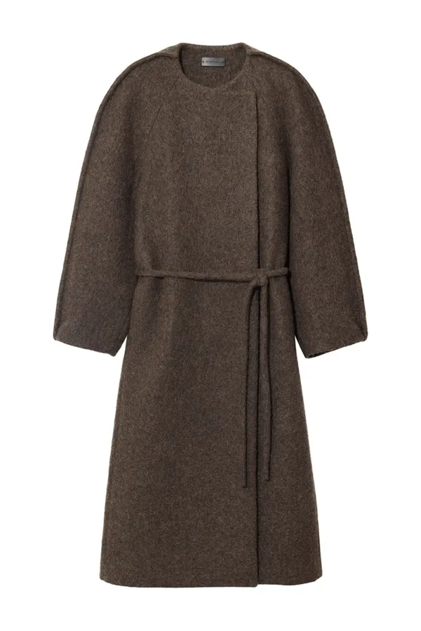 OUT-STITCH WOOL BLENDED COAT [BROWN]