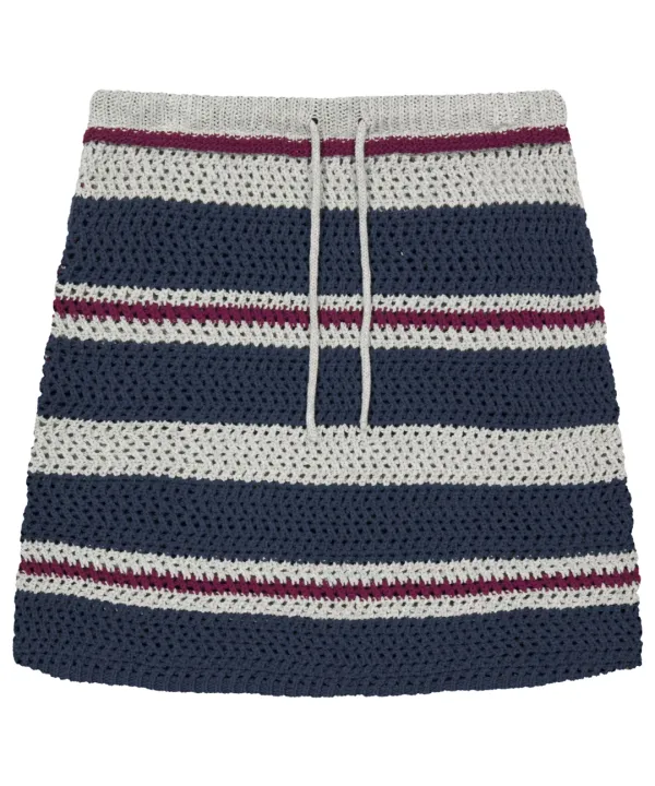 STRIPE LAYERED KNIT SKIRT GREY