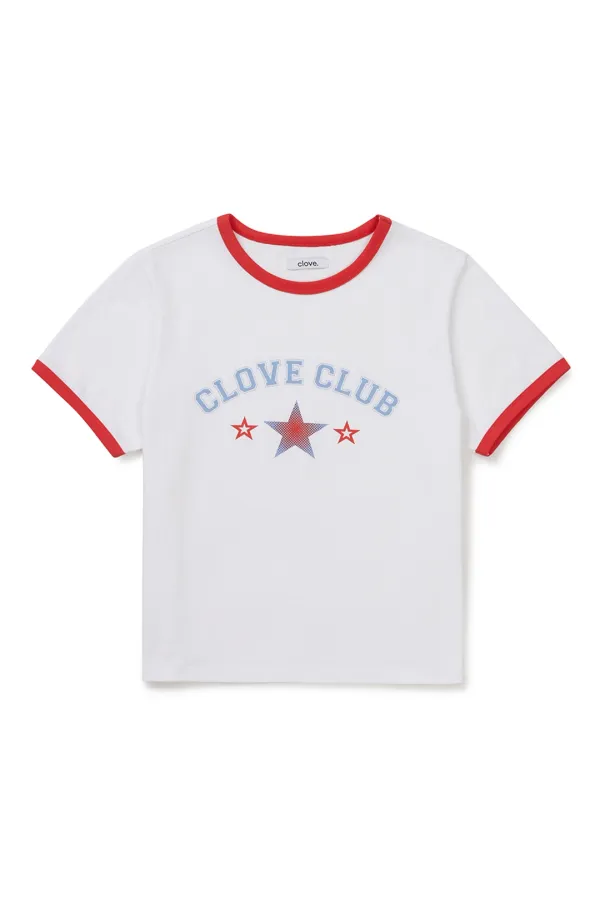 [26SM clove] Star Logo Ringer T-Shirt (White)